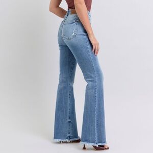 Judy Blue Full Size Raw Hem High Rise Bootcut Jeans